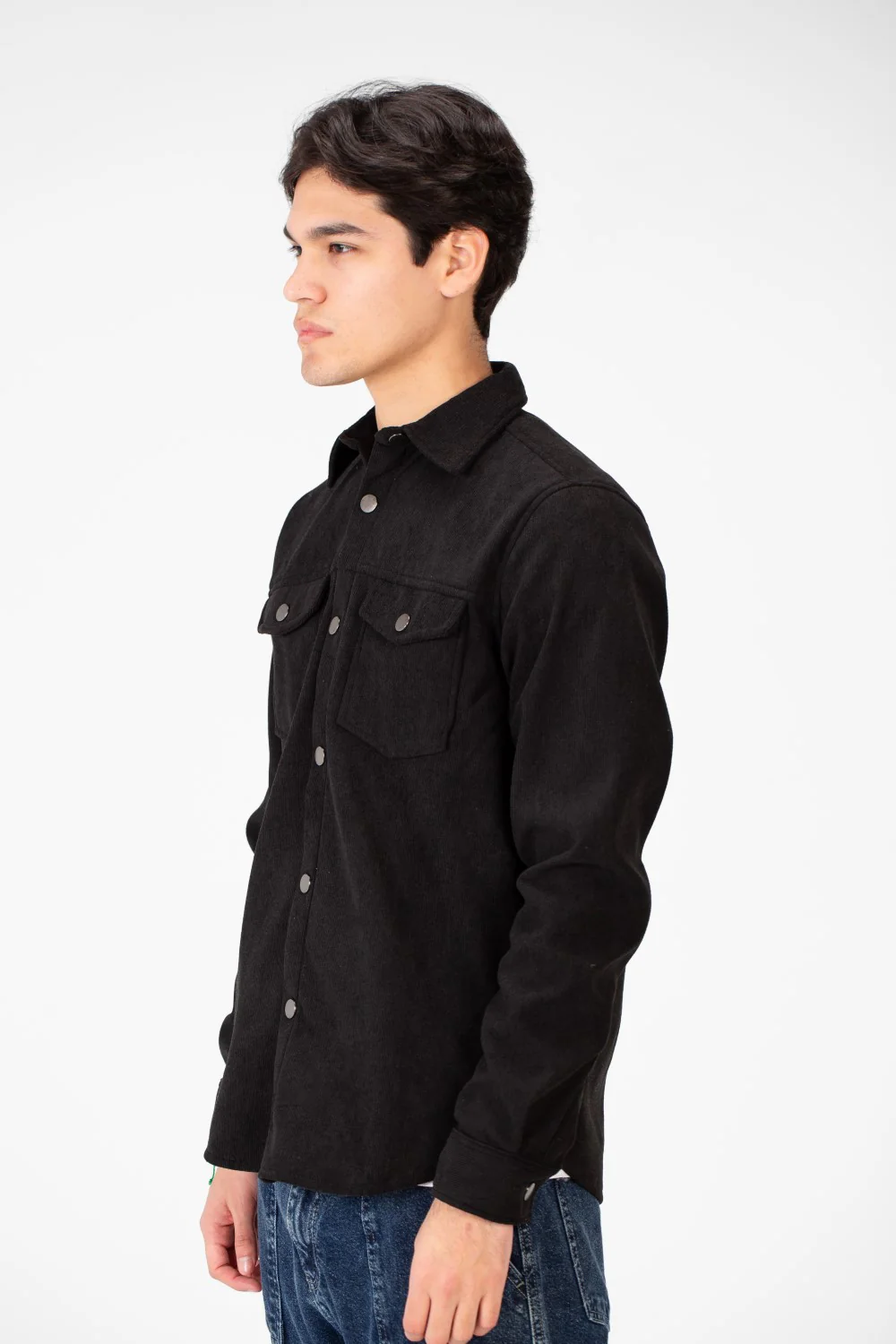 Men's Velvet Long Sleeves Shirt With Front Pockets - Image 7