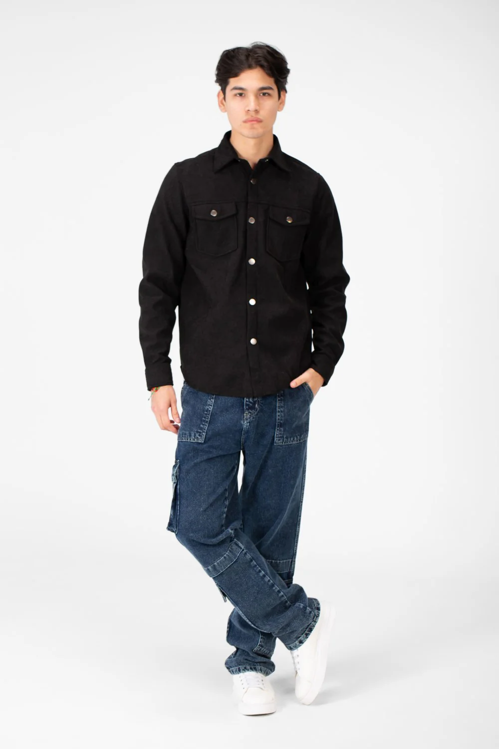 Men's Velvet Long Sleeves Shirt With Front Pockets - Image 8