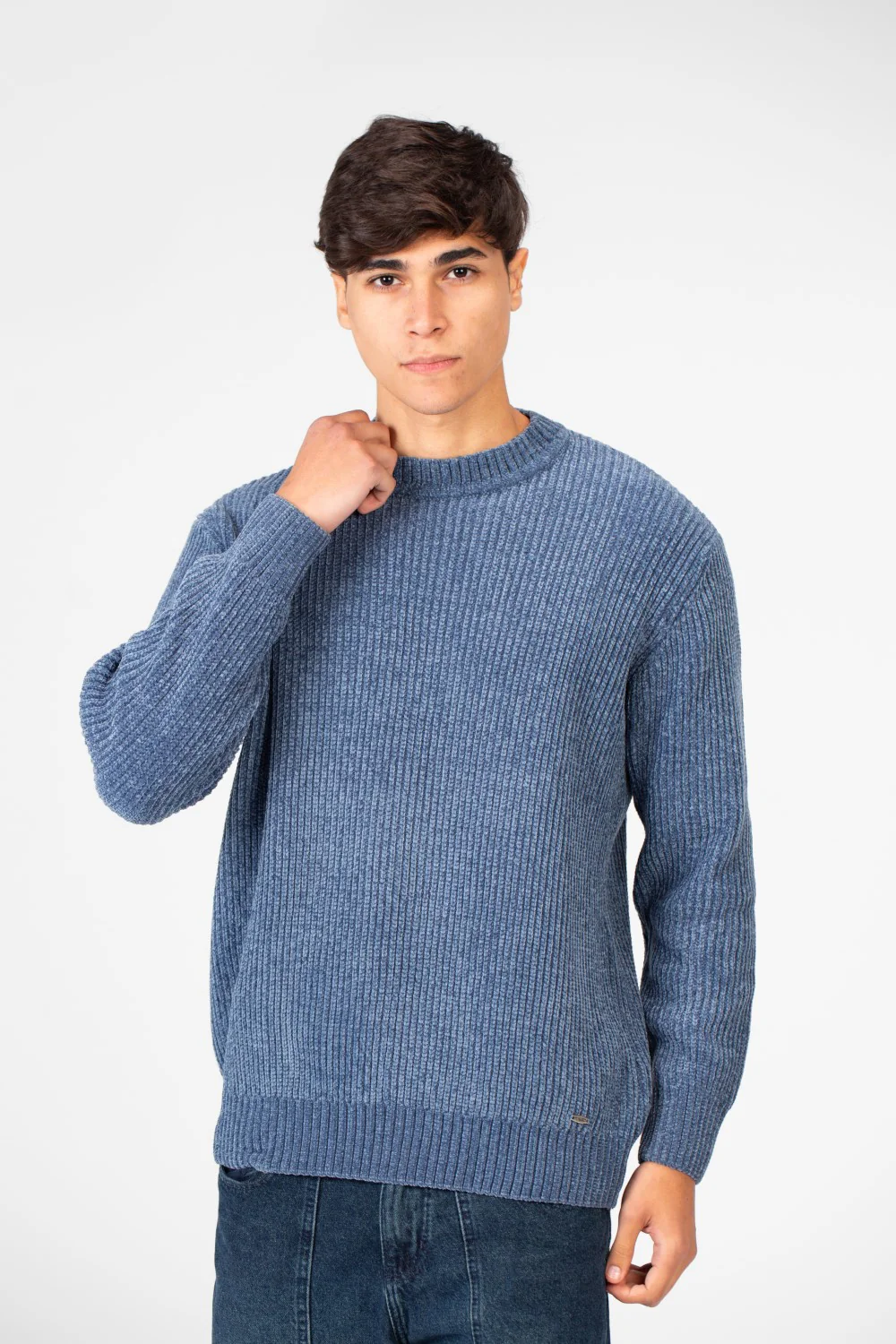 Men's Velvet Pullover With Round Neck And Long Sleeves - Image 29