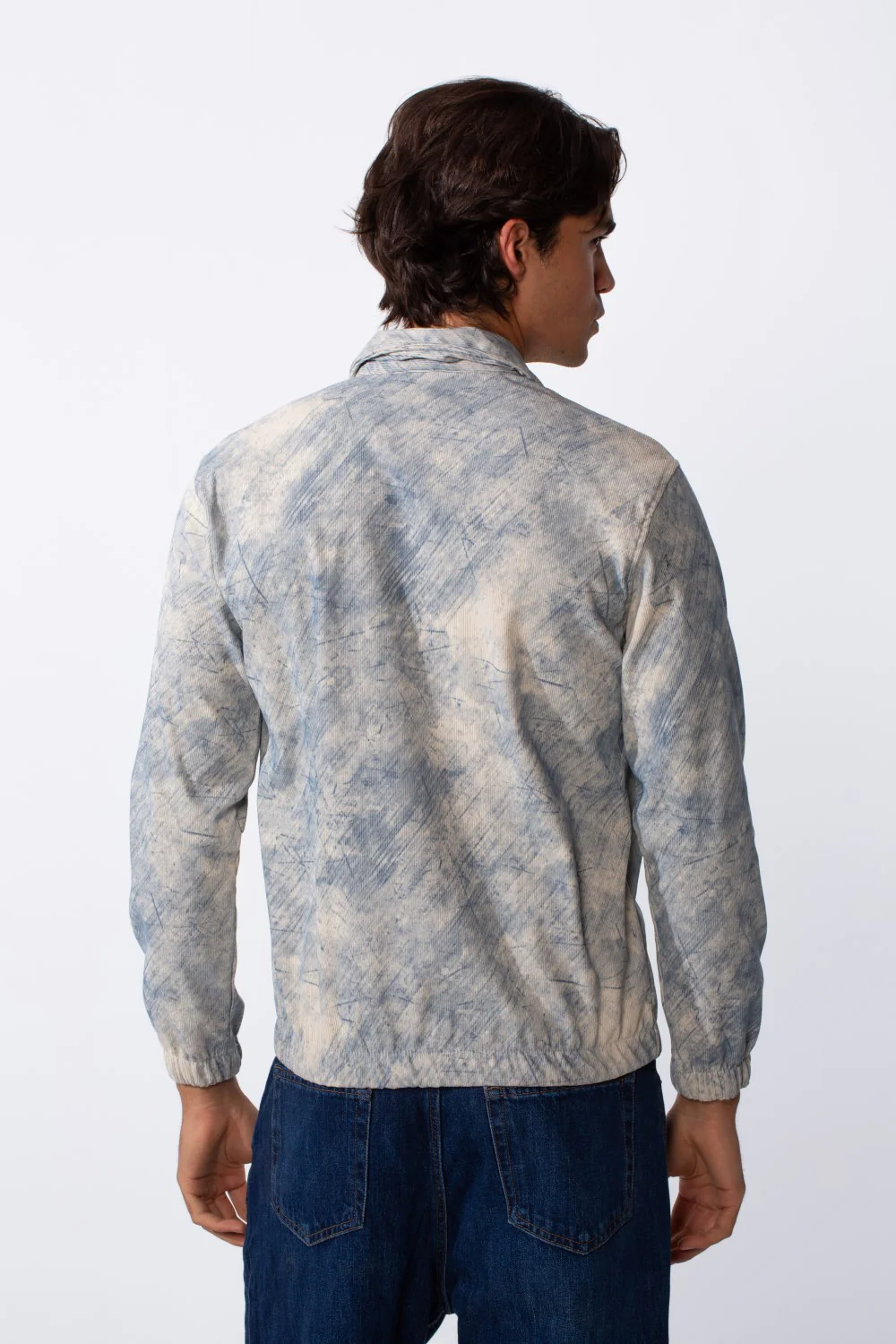 Men's Velvet Slim Fit Full Zip Tie Dye Long Sleeve Jacket - Image 10