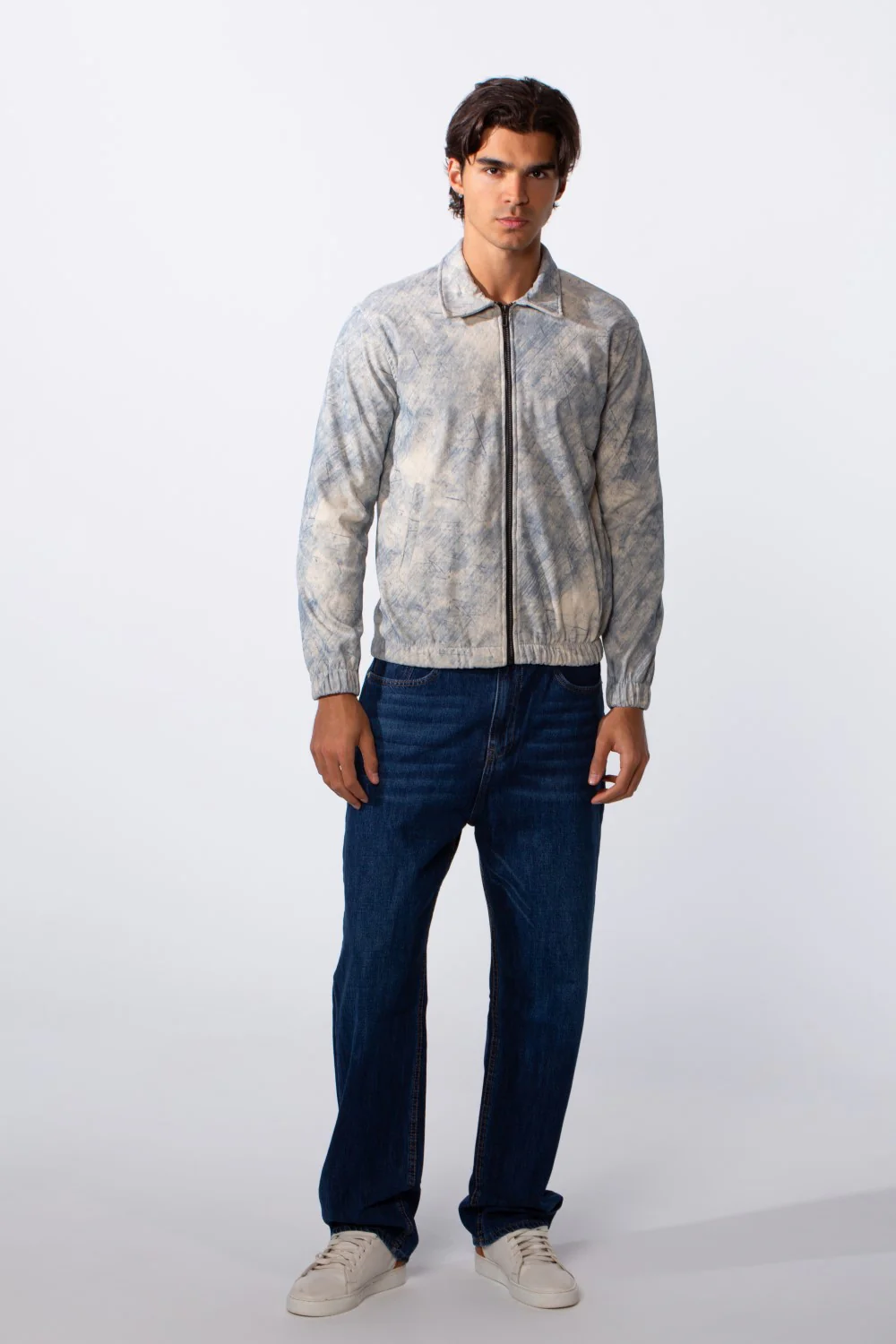 Men's Velvet Slim Fit Full Zip Tie Dye Long Sleeve Jacket - Image 11