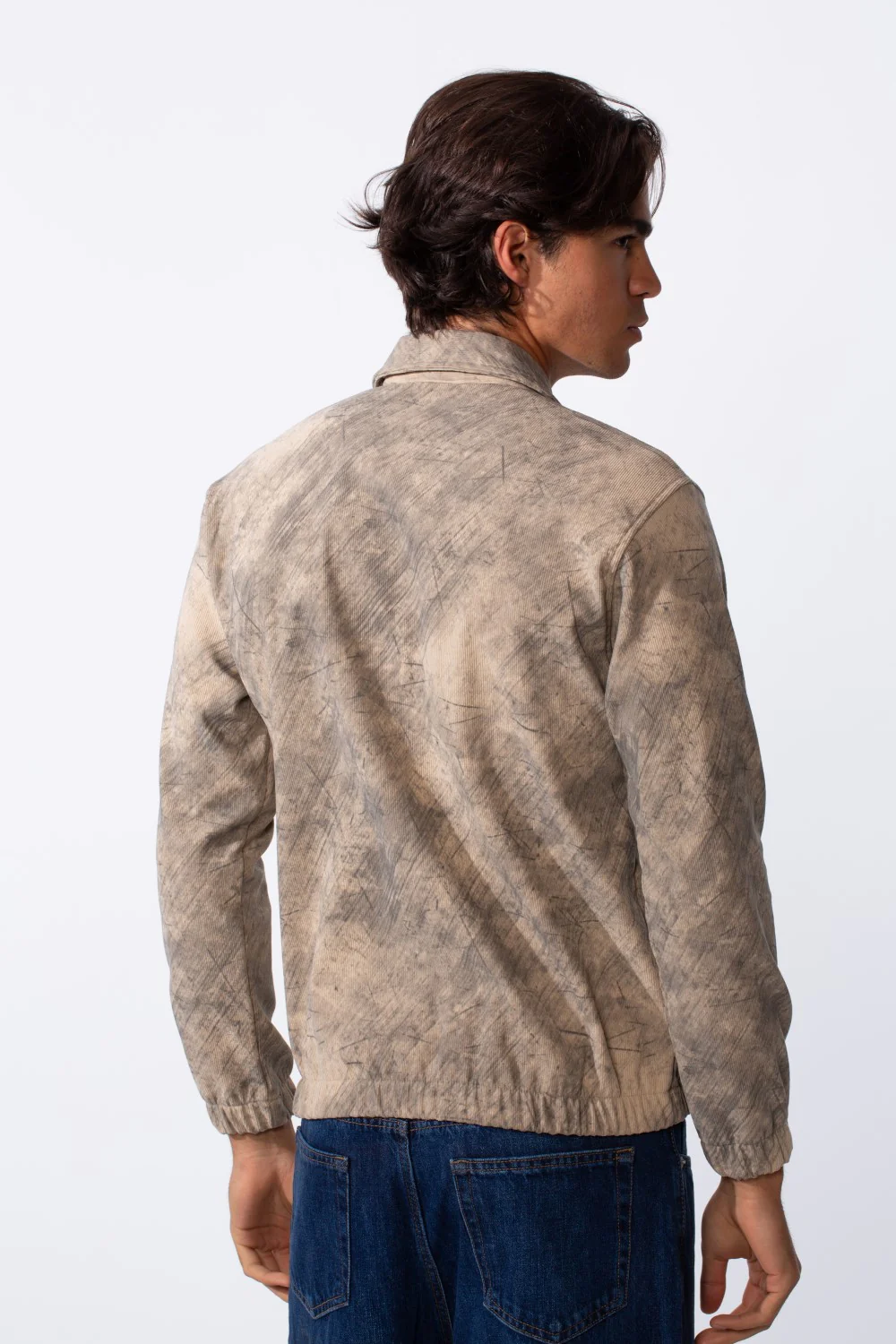 Men's Velvet Slim Fit Full Zip Tie Dye Long Sleeve Jacket - Image 2