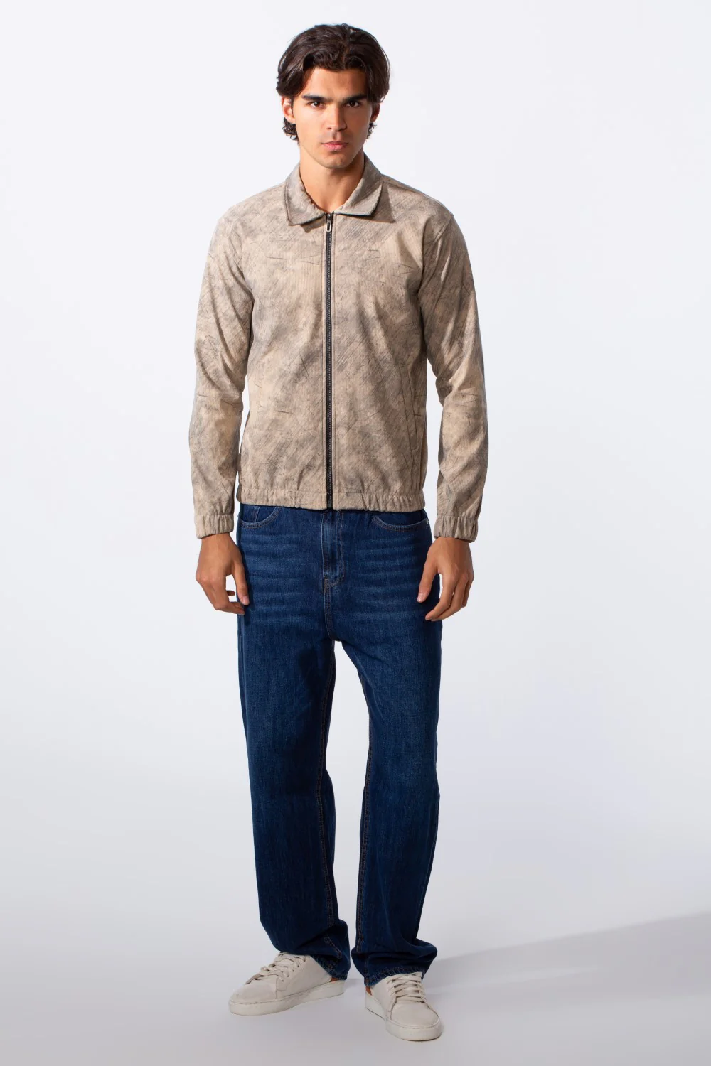 Men's Velvet Slim Fit Full Zip Tie Dye Long Sleeve Jacket - Image 3
