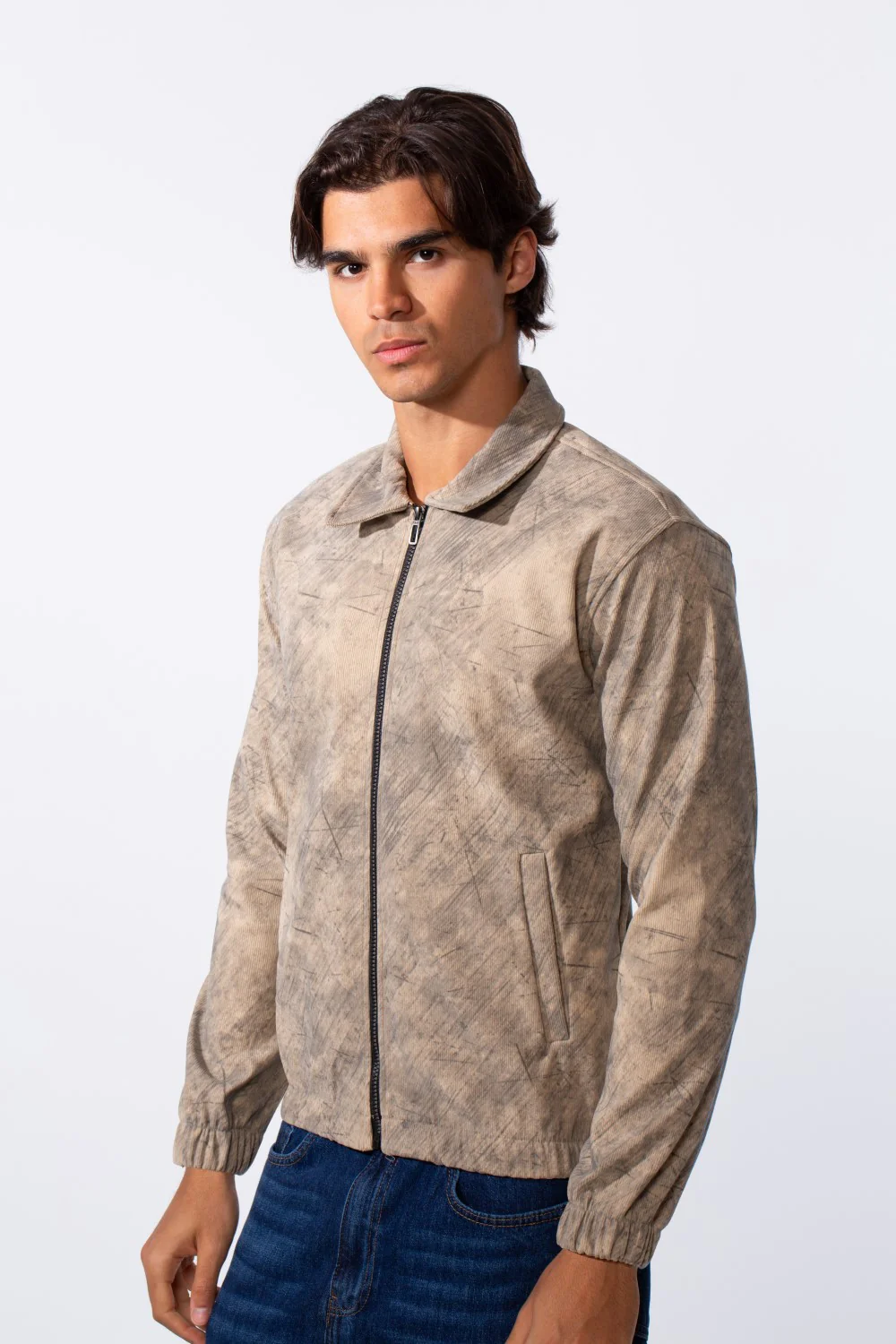 Men's Velvet Slim Fit Full Zip Tie Dye Long Sleeve Jacket - Image 4