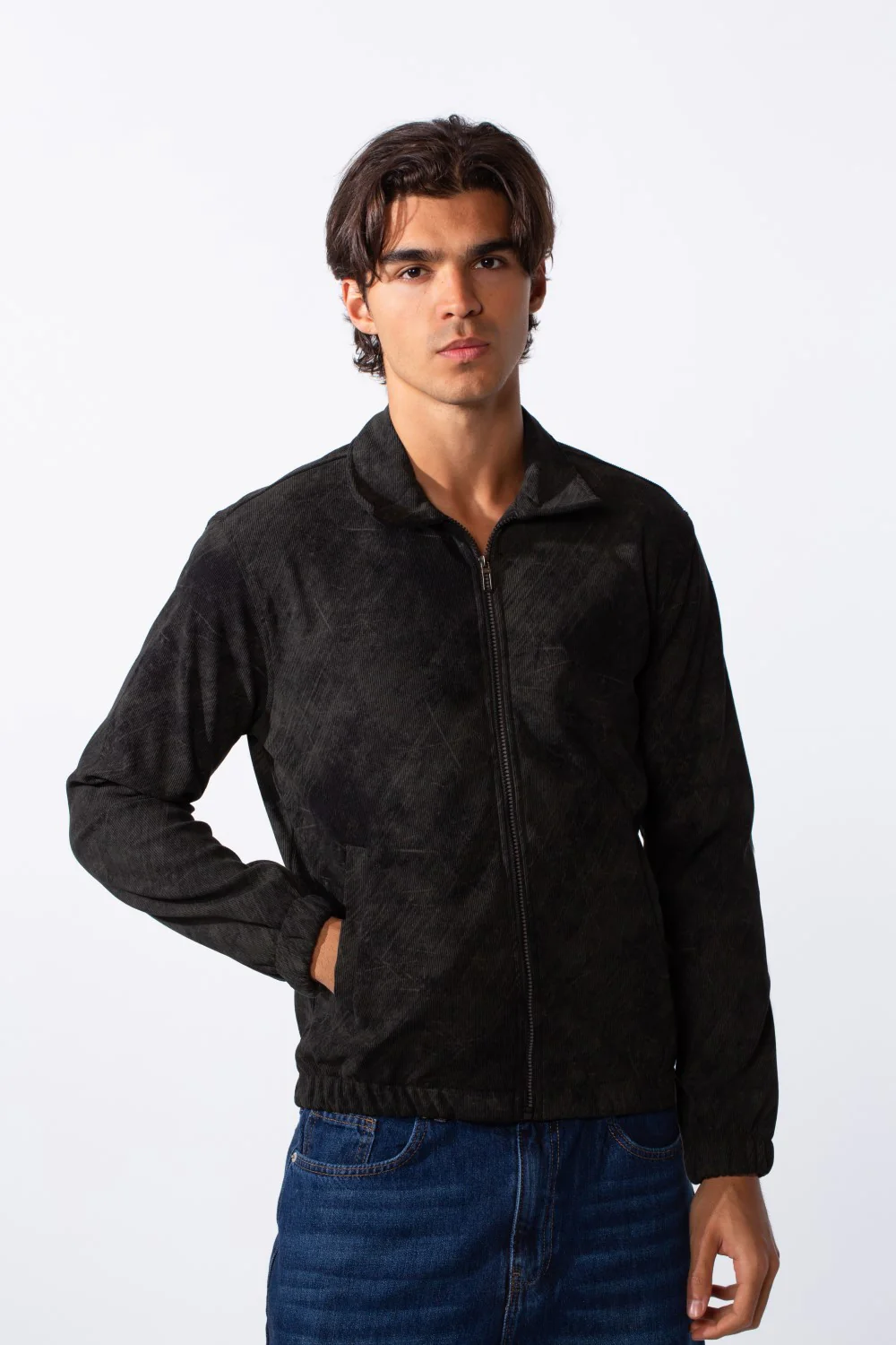 Men's Velvet Slim Fit Full Zip Tie Dye Long Sleeve Jacket - Image 5