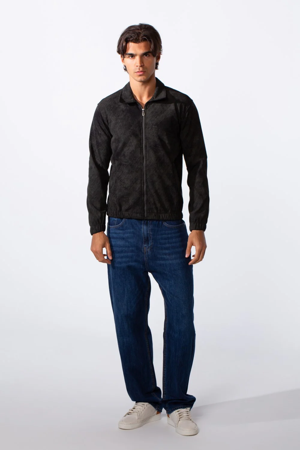 Men's Velvet Slim Fit Full Zip Tie Dye Long Sleeve Jacket - Image 7