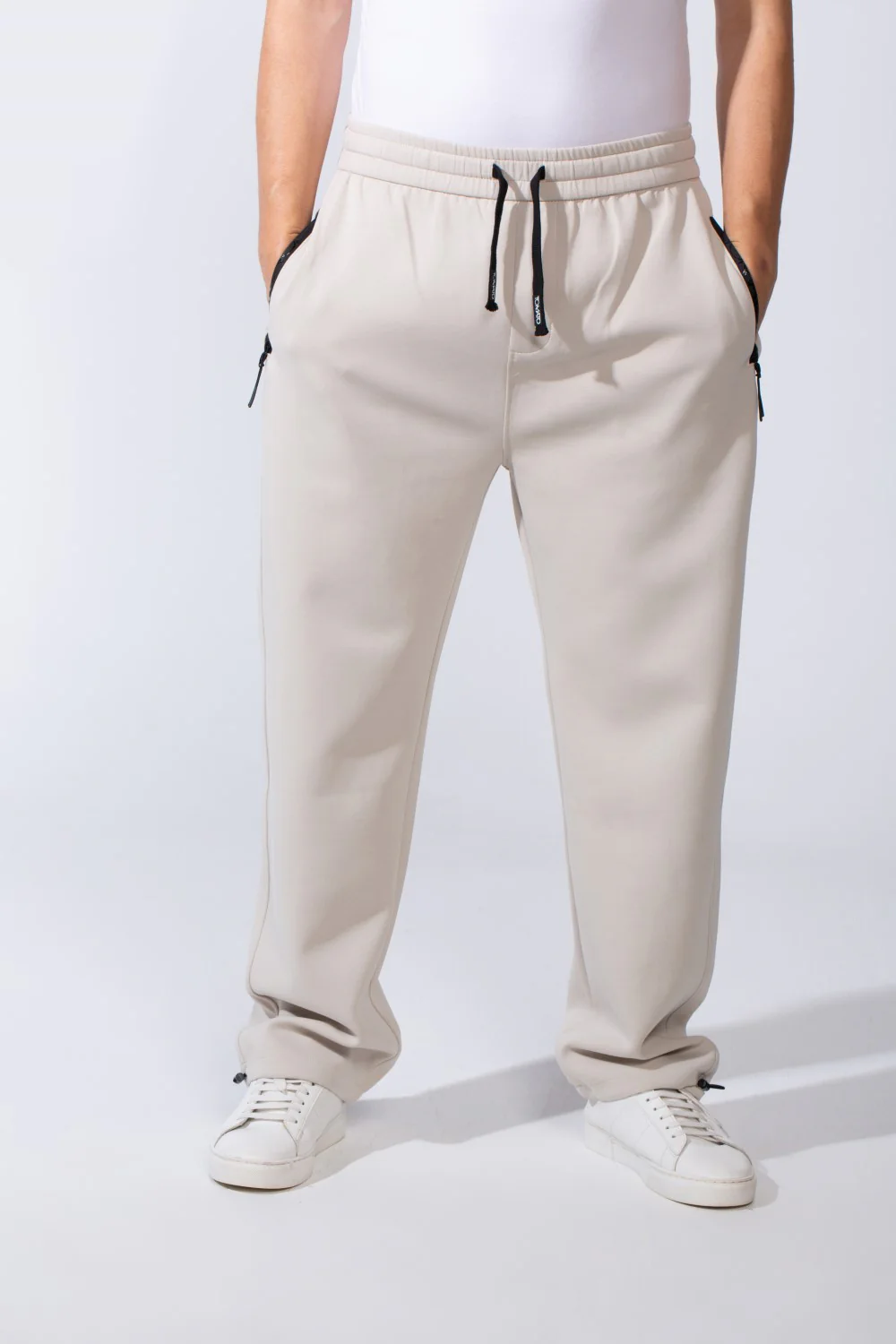 Men's Waistband With Zipper Pockets Comfortable Casual Everyday Wear Wide Leg Sweatpants - Image 13