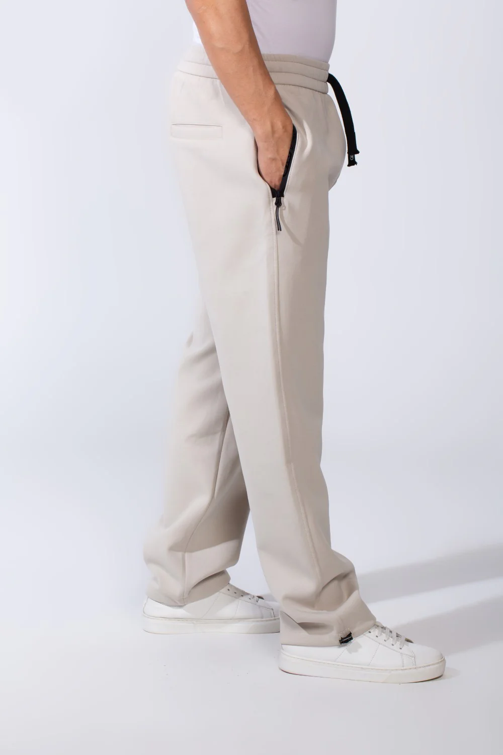Men's Waistband With Zipper Pockets Comfortable Casual Everyday Wear Wide Leg Sweatpants - Image 16