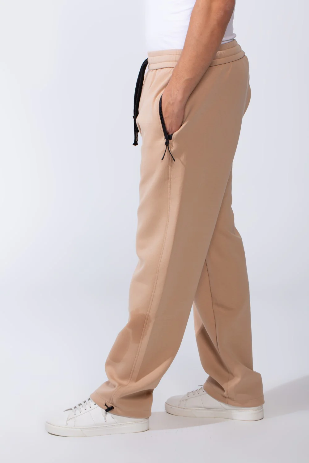 Men's Waistband With Zipper Pockets Comfortable Casual Everyday Wear Wide Leg Sweatpants - Image 3