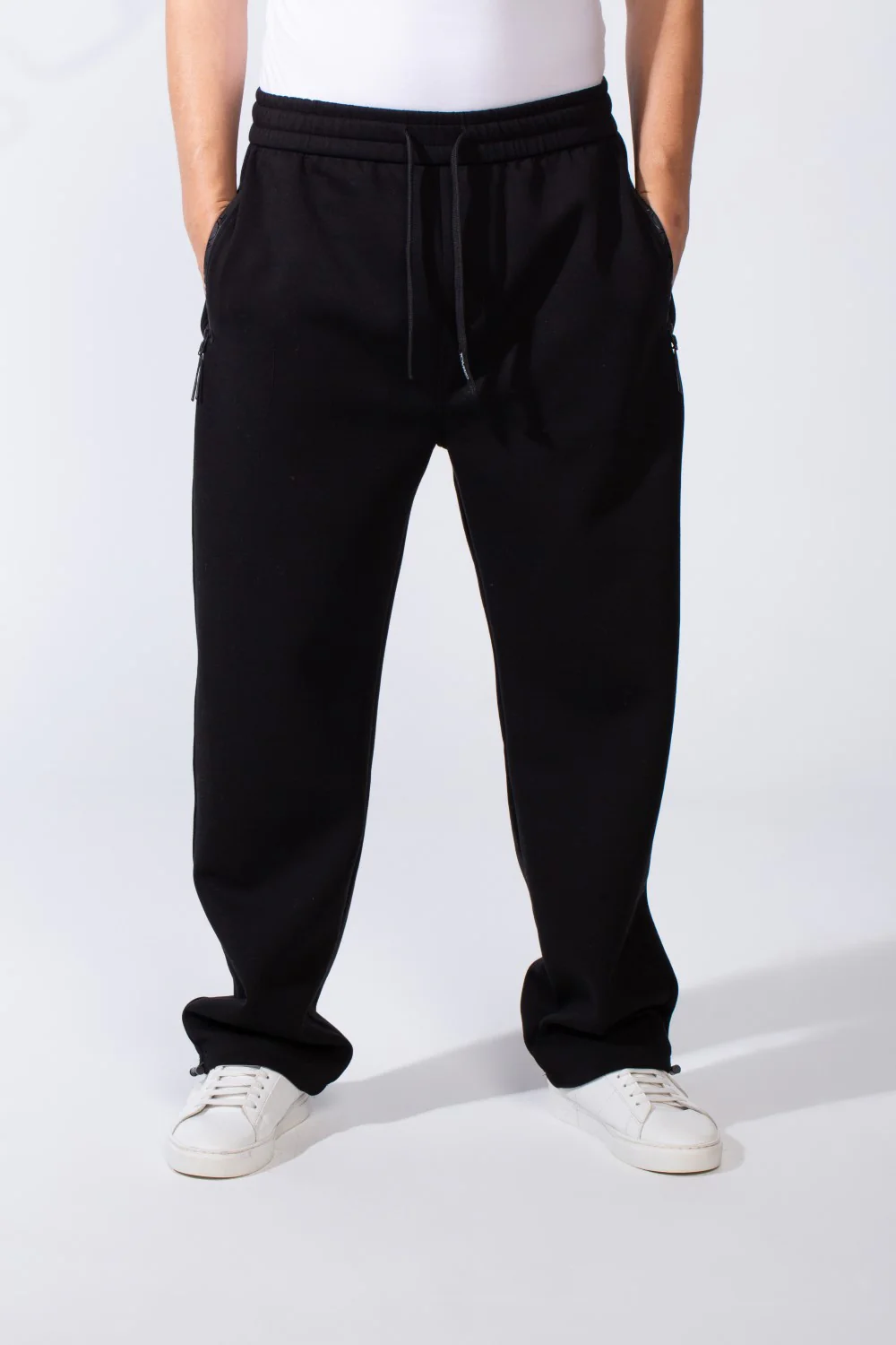 Men's Waistband With Zipper Pockets Comfortable Casual Everyday Wear Wide Leg Sweatpants - Image 5
