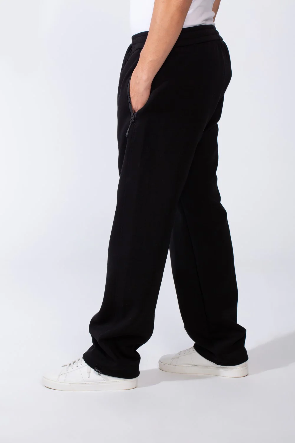 Men's Waistband With Zipper Pockets Comfortable Casual Everyday Wear Wide Leg Sweatpants - Image 7