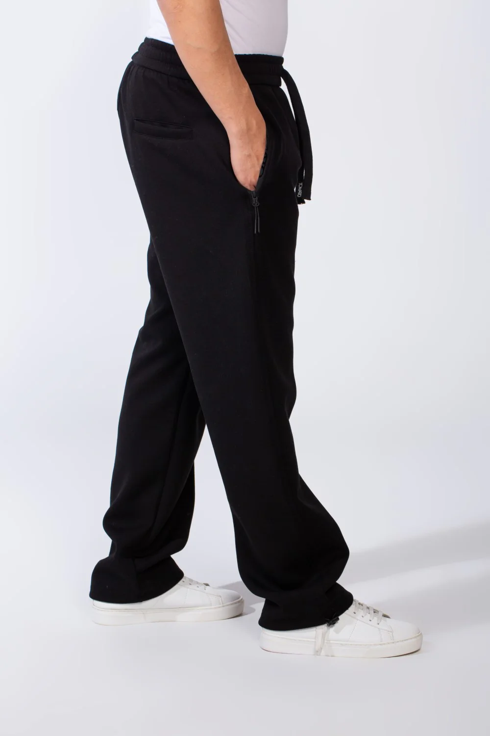 Men's Waistband With Zipper Pockets Comfortable Casual Everyday Wear Wide Leg Sweatpants - Image 8