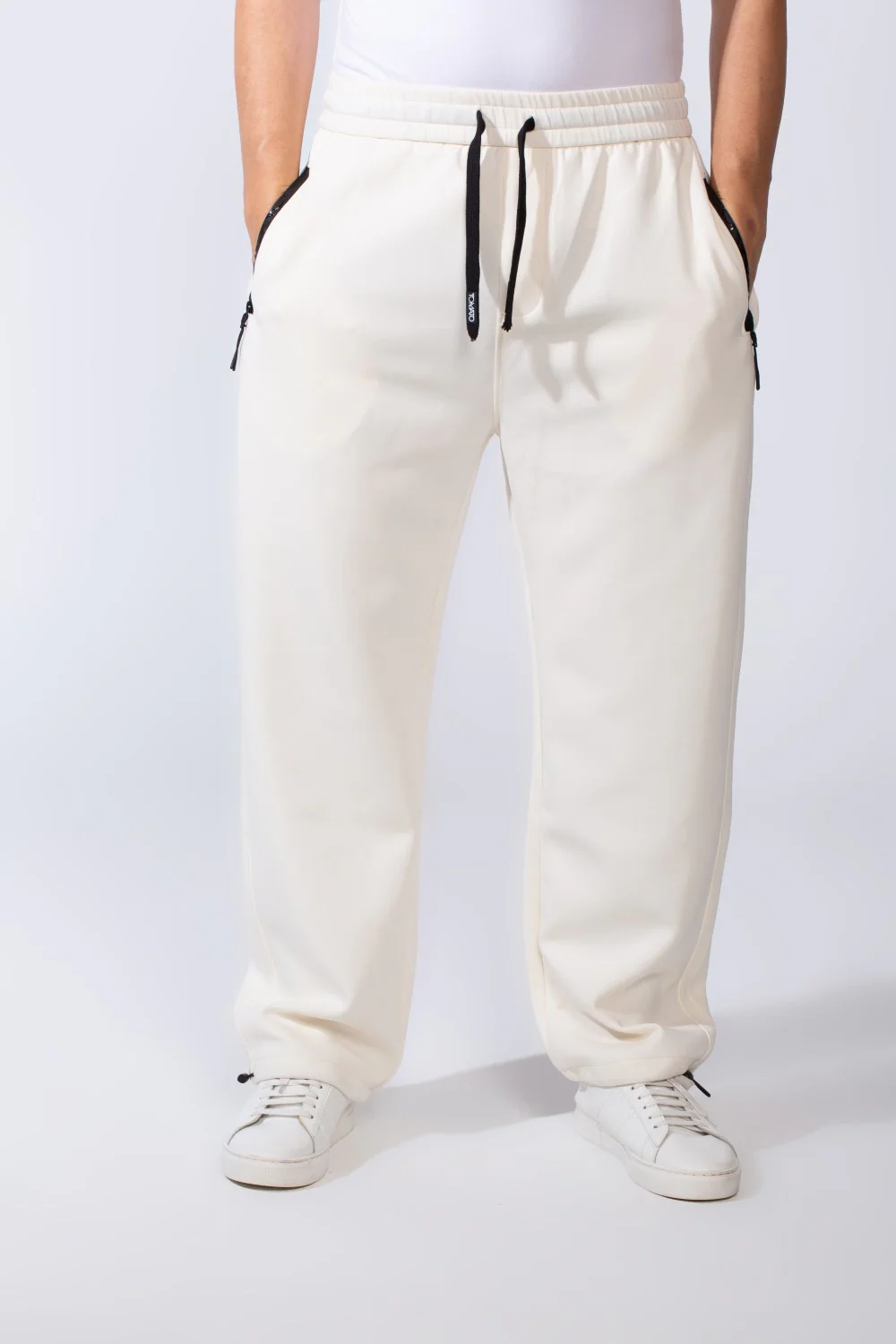 Men's Waistband With Zipper Pockets Comfortable Casual Everyday Wear Wide Leg Sweatpants - Image 9