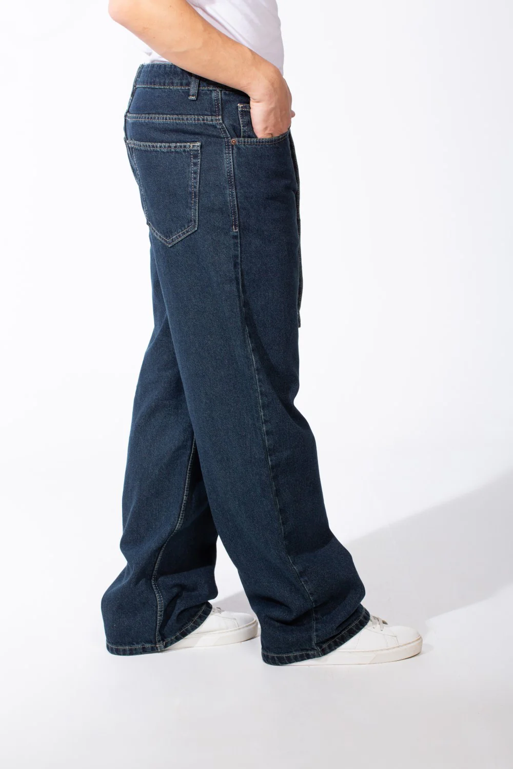 Men's Washed Baggy Utility Jeans Loose Fit Design Drawstring Waist Classic Five Pocket Pants - Image 7