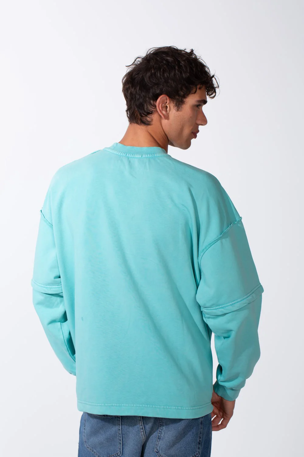 Men's Washed Oversize Round Neck Modern Cut Long Sleeves Sweatshirt - Image 10