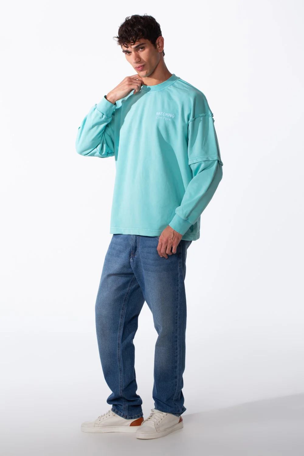 Men's Washed Oversize Round Neck Modern Cut Long Sleeves Sweatshirt - Image 11