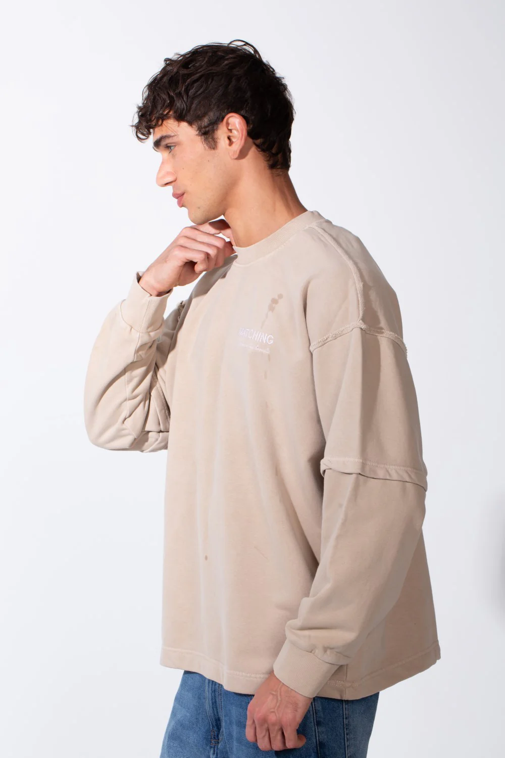 Men's Washed Oversize Round Neck Modern Cut Long Sleeves Sweatshirt - Image 3
