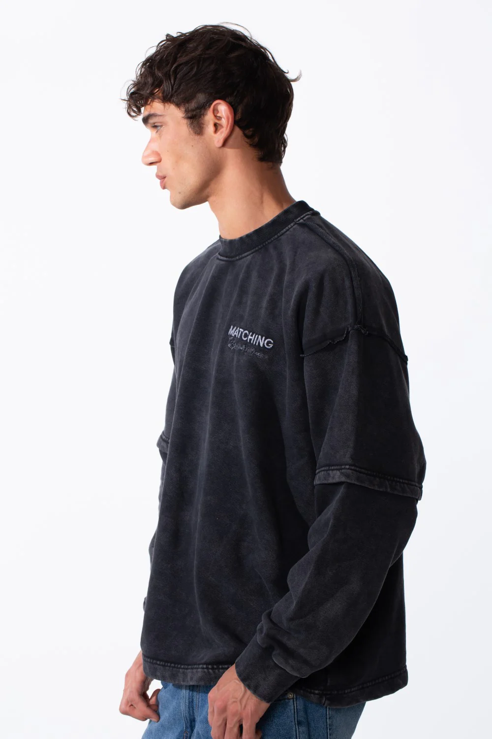 Men's Washed Oversize Round Neck Modern Cut Long Sleeves Sweatshirt - Image 8