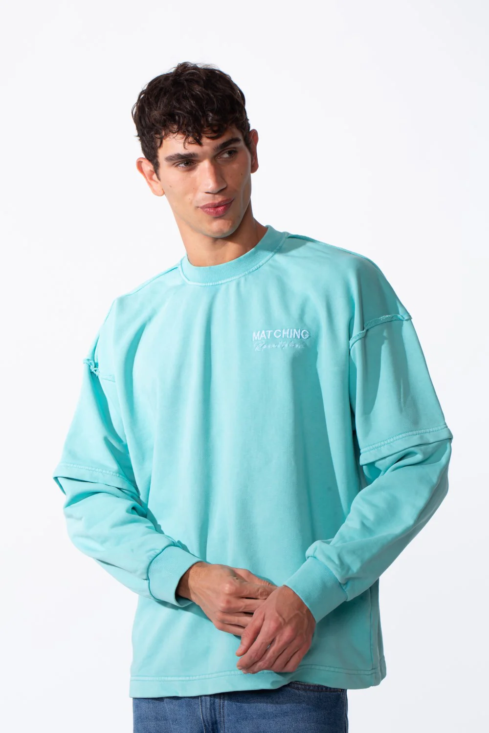Men's Washed Oversize Round Neck Modern Cut Long Sleeves Sweatshirt - Image 9
