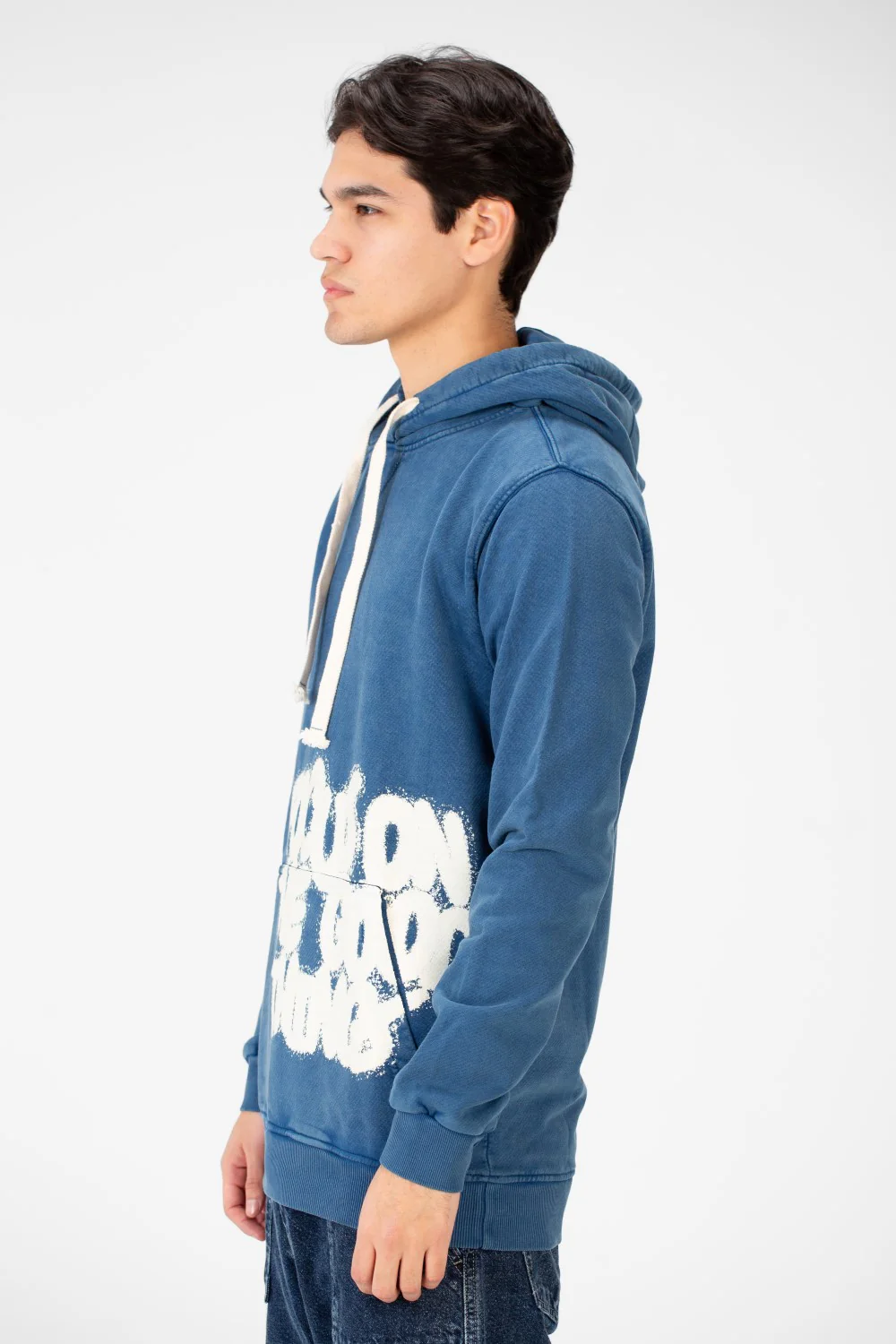 Men's Washed printed sweatshirt with a front kangaroo pocket - Image 11