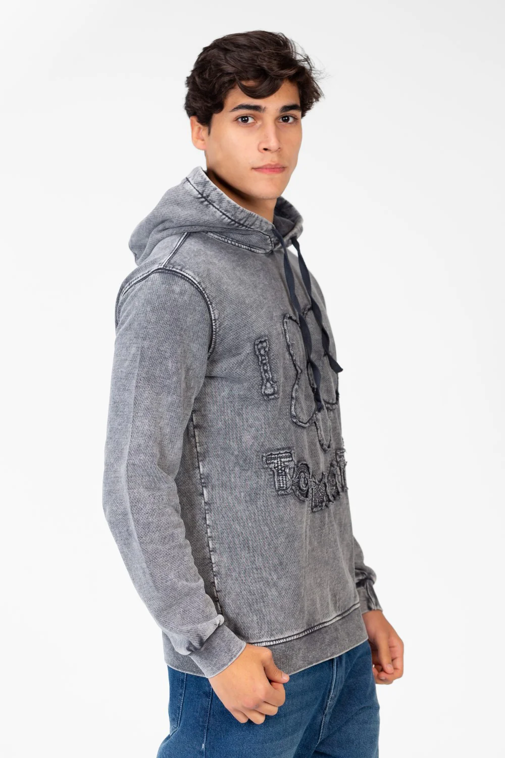 Men's Washed Tomato Print Front Hoodie Sweatshirt - Image 3
