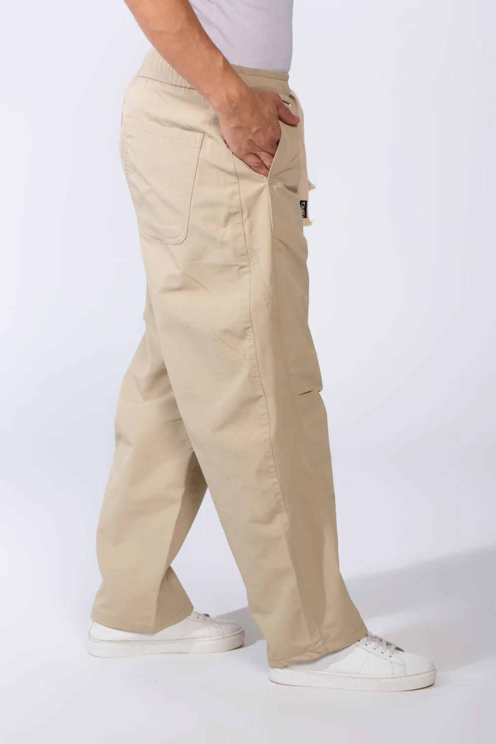 Men's Waterproof Elastic Waistband With Side Pockets Comfy Daily Wear Wide Leg Pants - Image 4