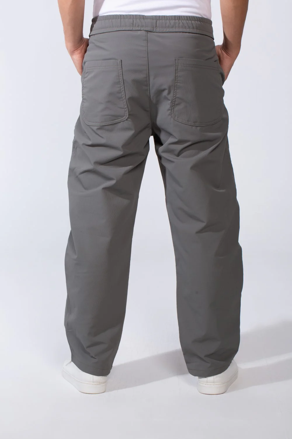 Men's Waterproof Elastic Waistband With Side Pockets Comfy Daily Wear Wide Leg Pants - Image 6