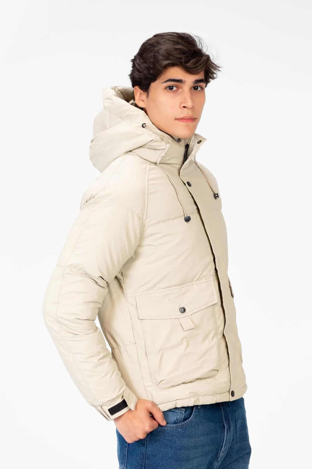 Men's Waterproof Hood Jacket With Front Pockets - Image 3