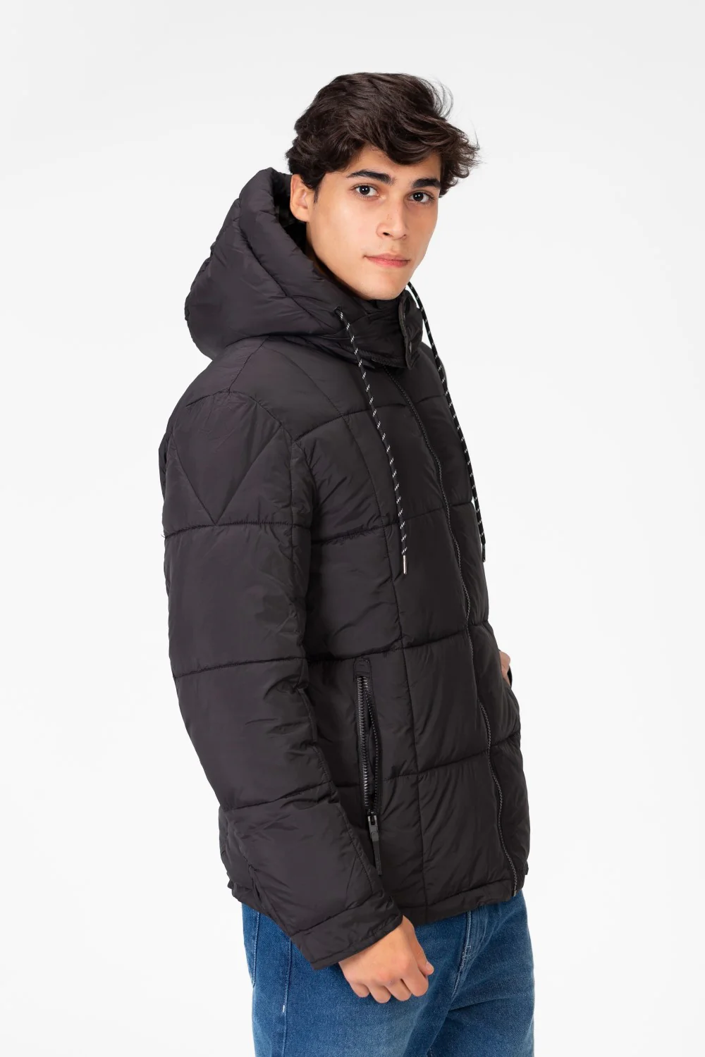 Men's Waterproof Puffer Hood Jacket With Pockets - Image 3