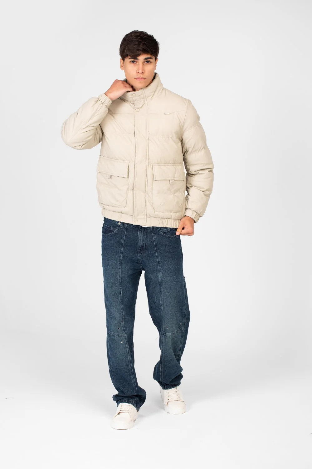 Men's Waterproof Puffer Jacket With Full Zip And Pockets - Image 4
