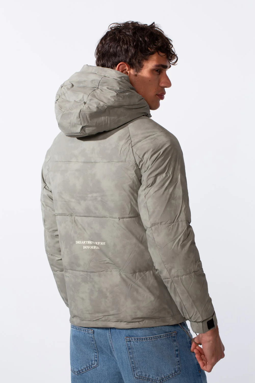 Men's Waterproof Textured Fabric Zipper Hood Jacket - Image 2