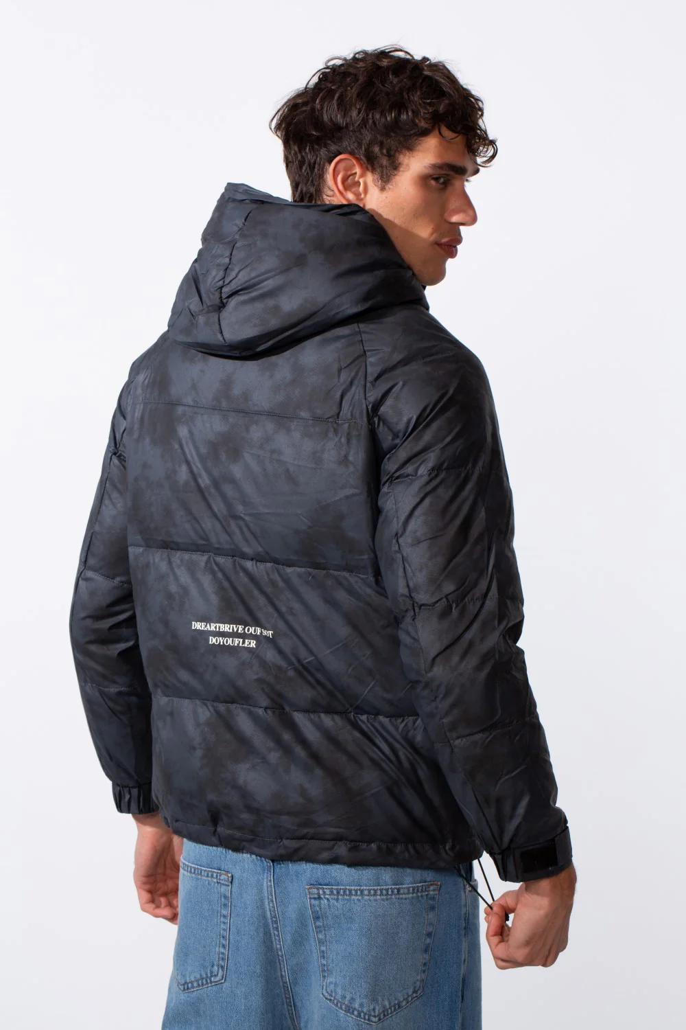 Men's Waterproof Textured Fabric Zipper Hood Jacket - Image 6