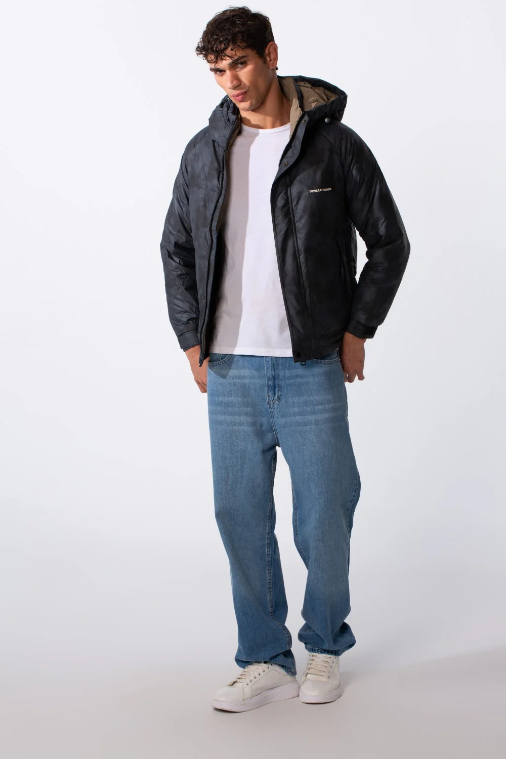 Men's Waterproof Textured Fabric Zipper Hood Jacket - Image 7