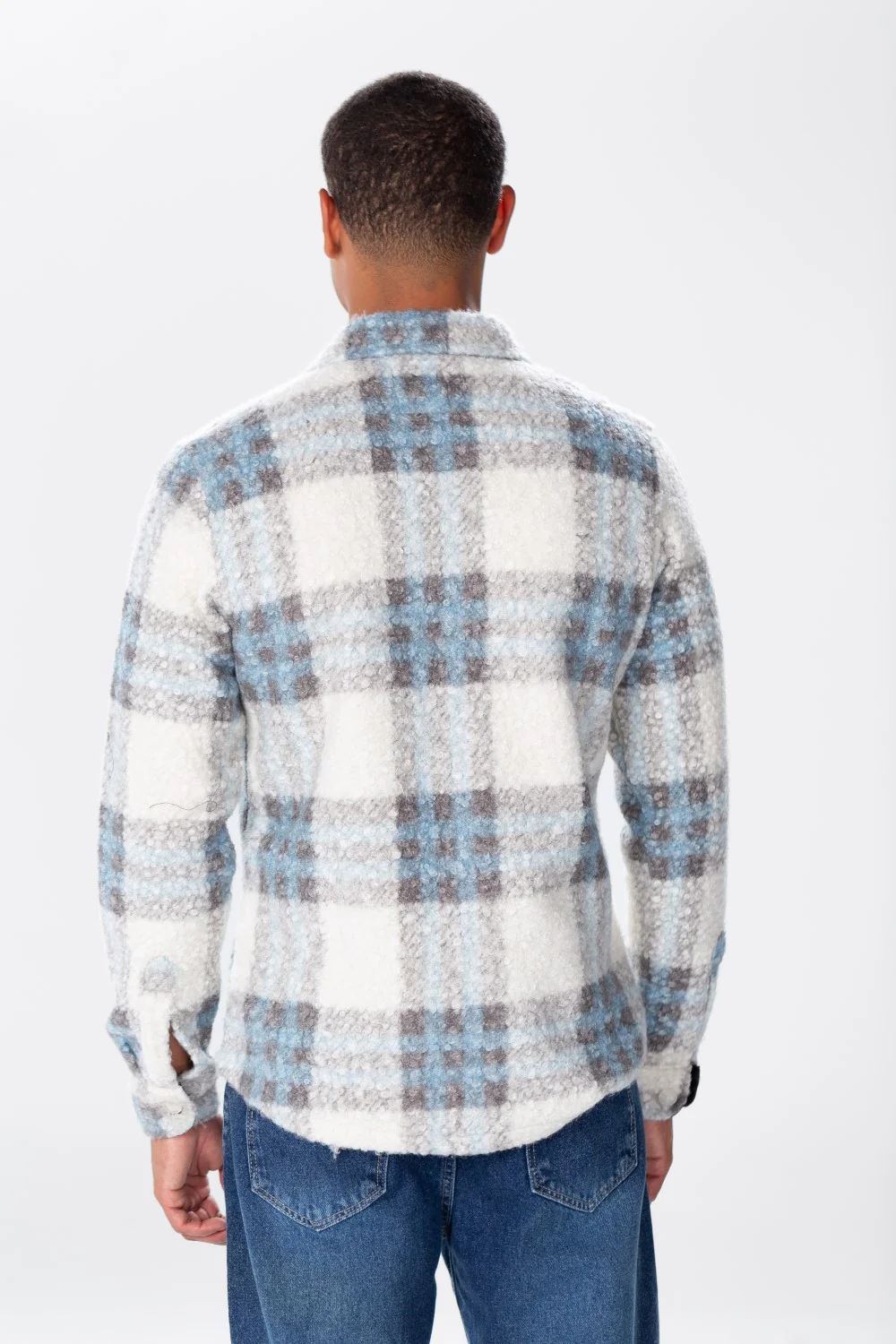 Men's White Checked Wool Shirt - Image 2