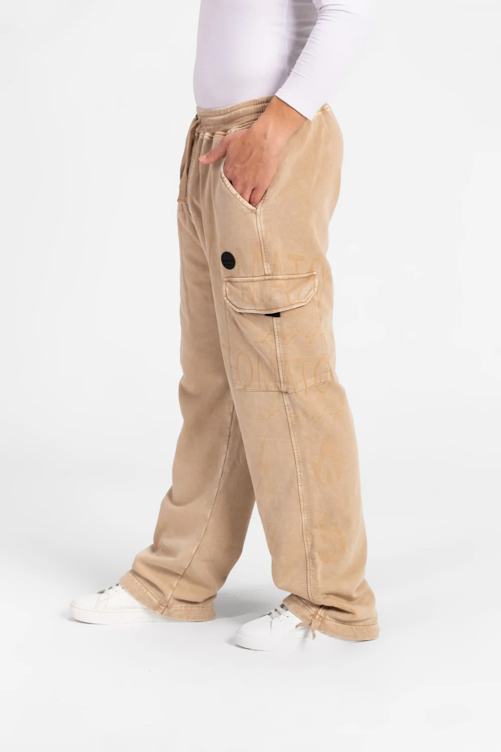Men's Wide Leg Elastic Waistband Sweatpants With Side Pockets - Image 4