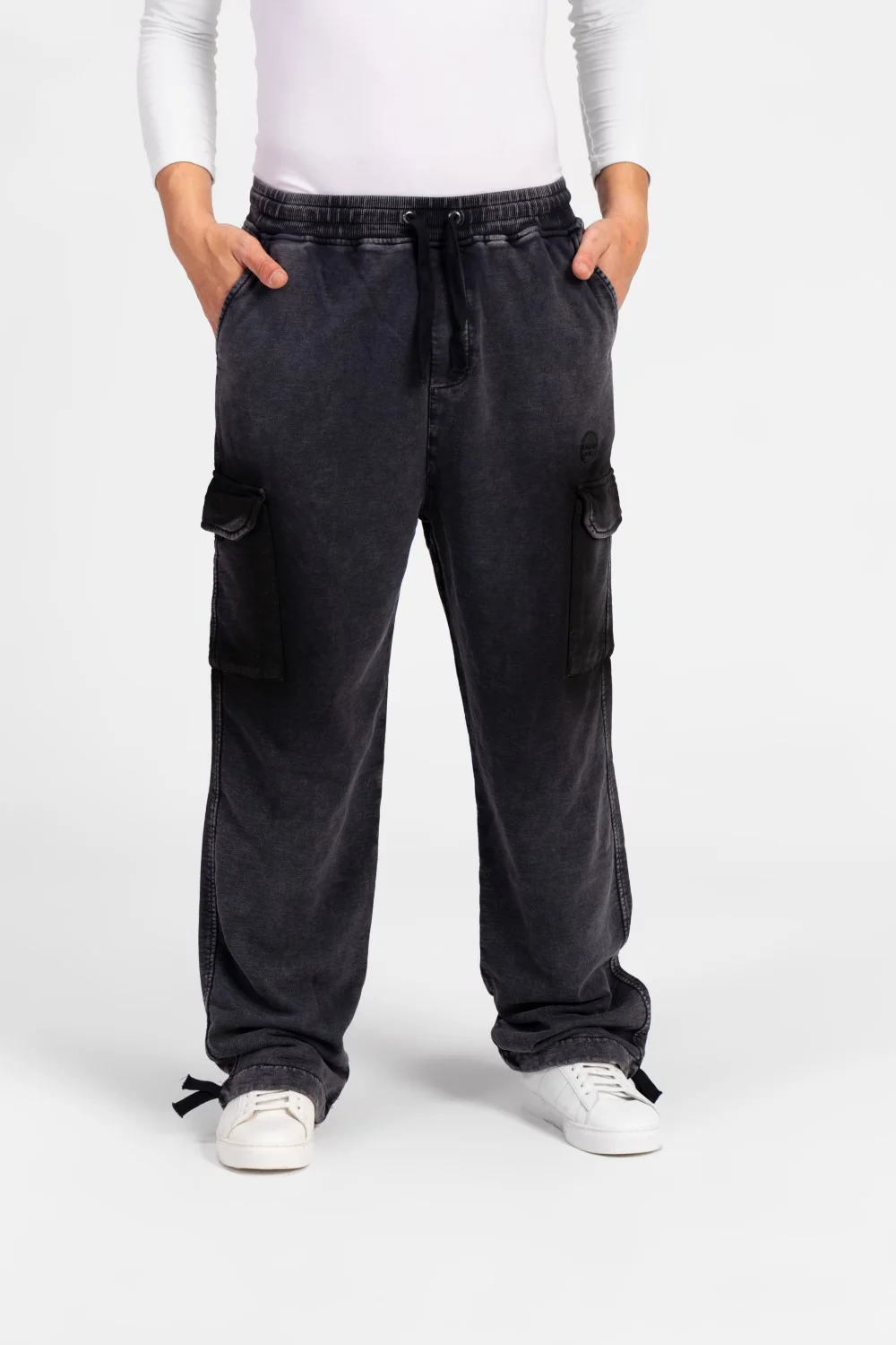 Men's Wide Leg Elastic Waistband Sweatpants With Side Pockets - Image 5