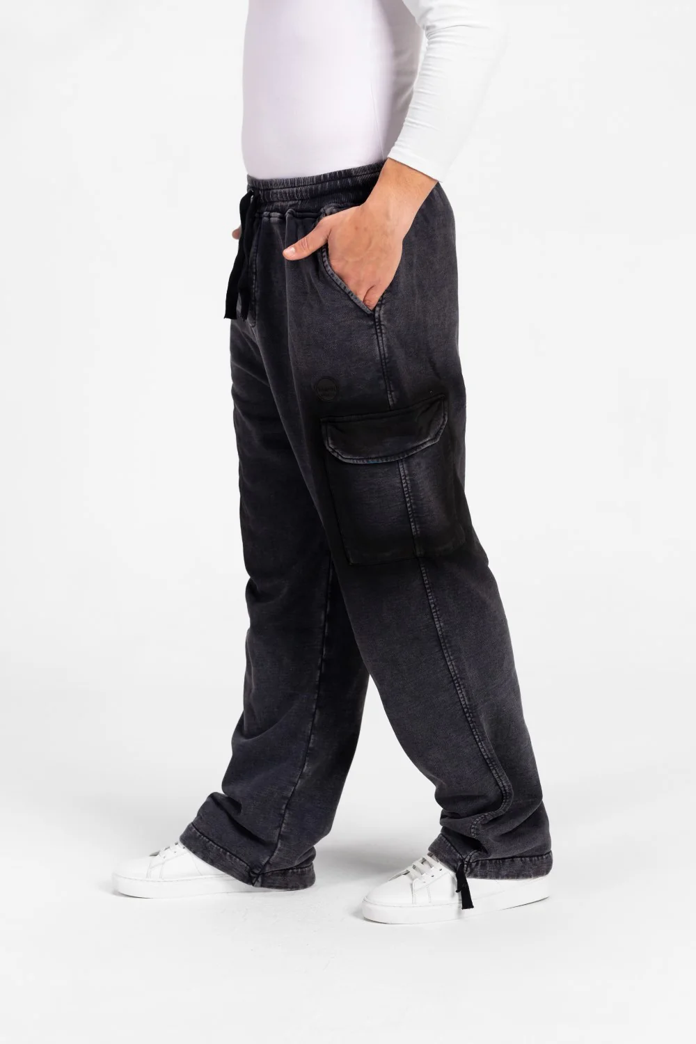 Men's Wide Leg Elastic Waistband Sweatpants With Side Pockets - Image 8