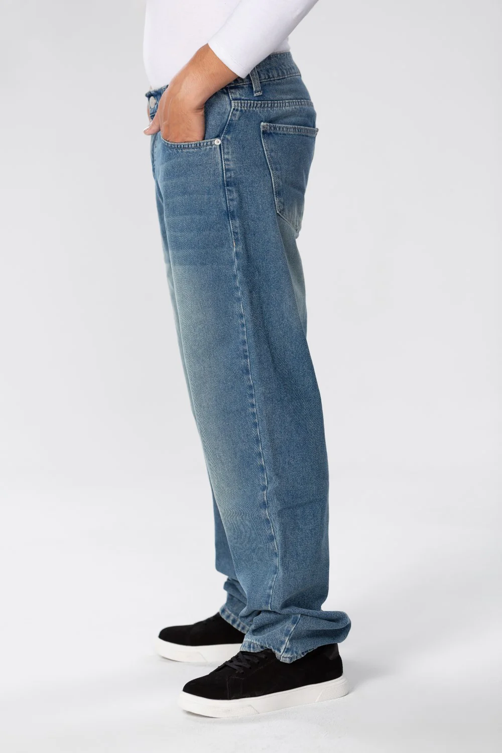 Men's Wide Leg Jeans Pants In Basic Colors - Image 4