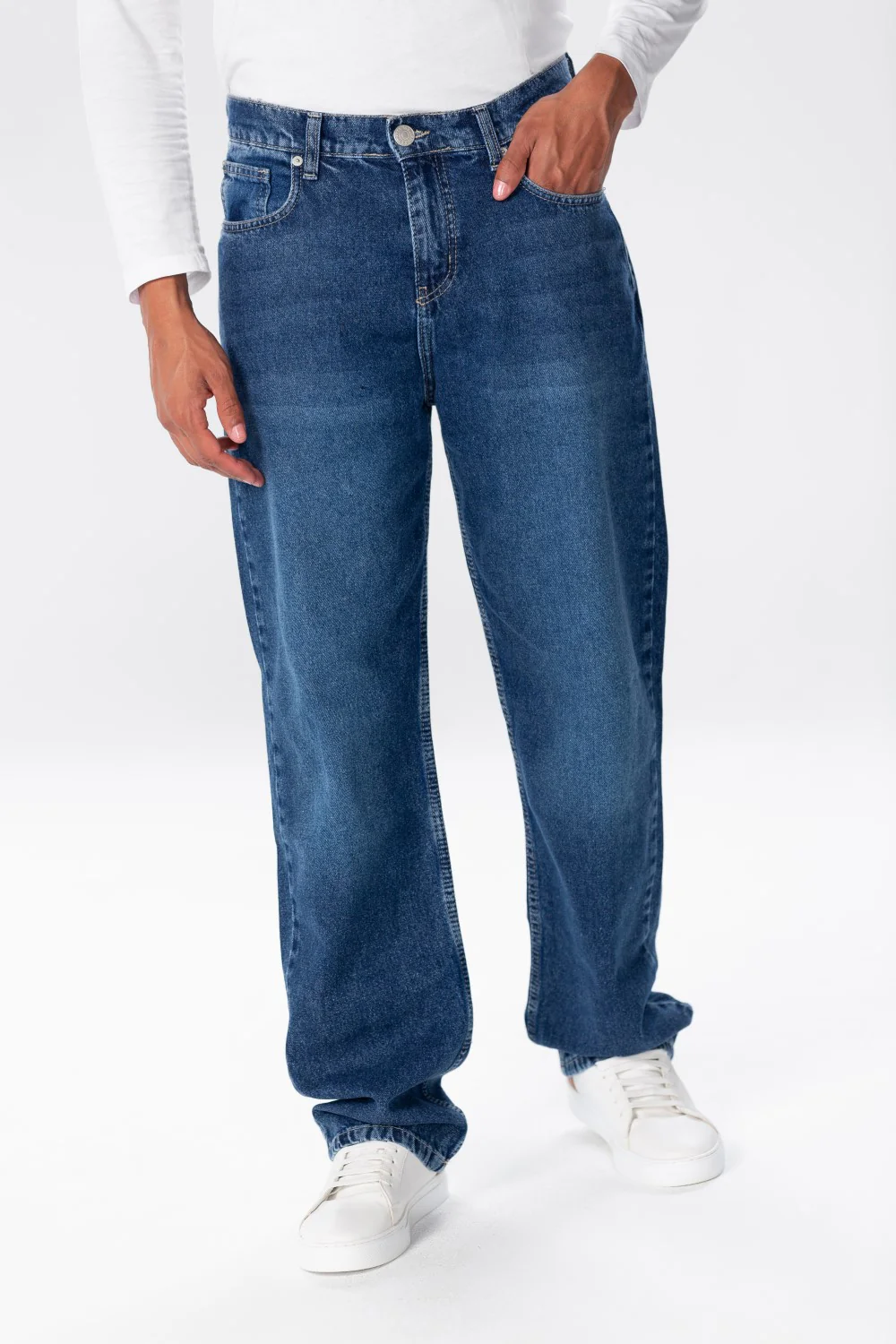 Men's Wide Leg Jeans Pants In Basic Colors - Image 5