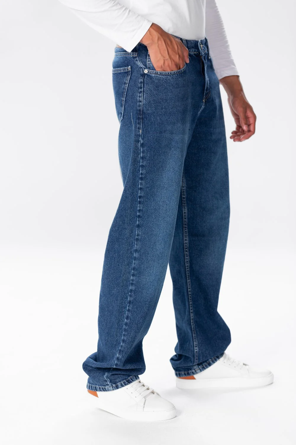 Men's Wide Leg Jeans Pants In Basic Colors - Image 7