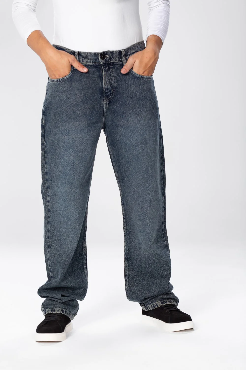 Men's Wide Leg Jeans Pants In Basic Colors - Image 9