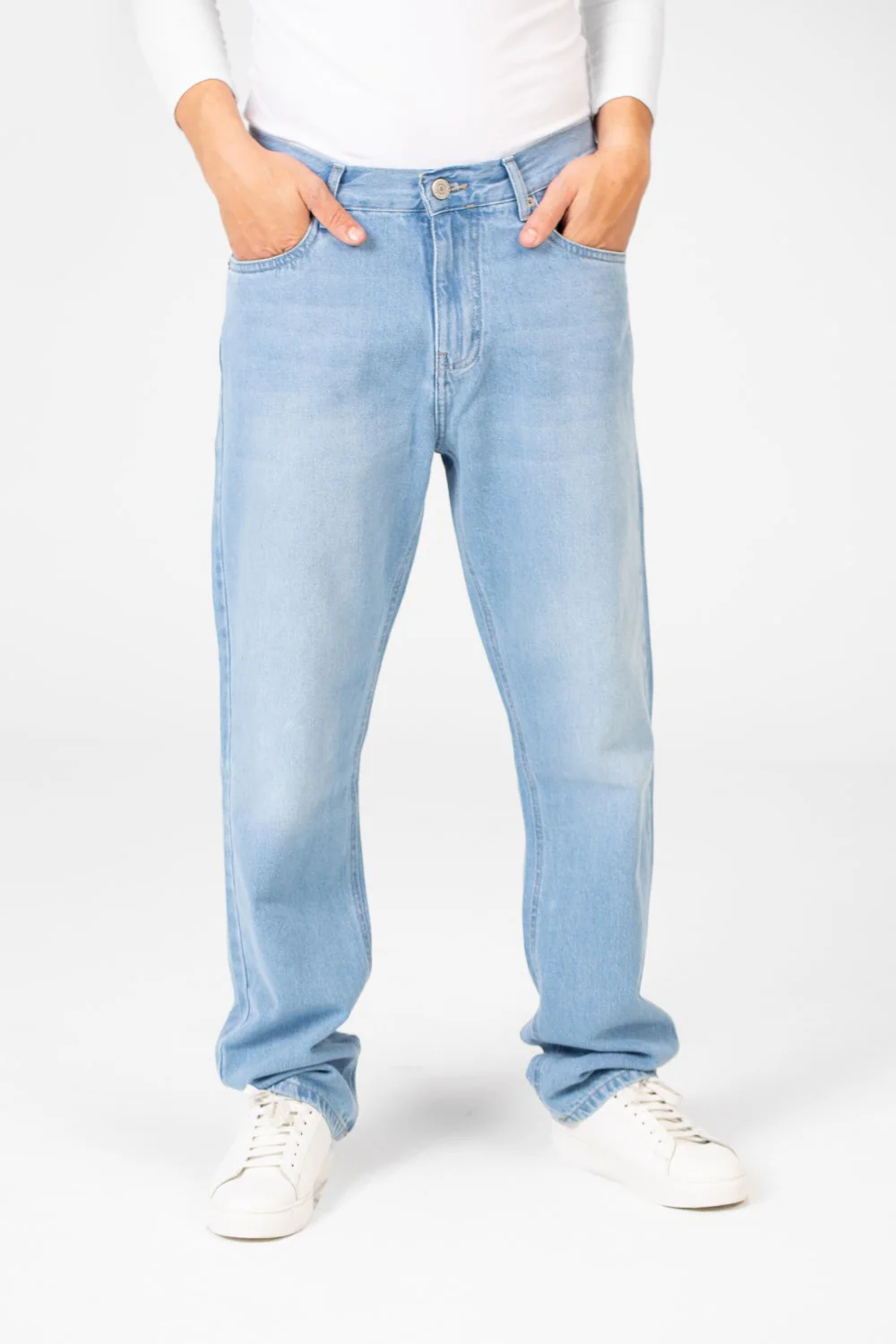 Men's Wide Leg Jeans Pants With Five Pockets And Button Front - Image 13