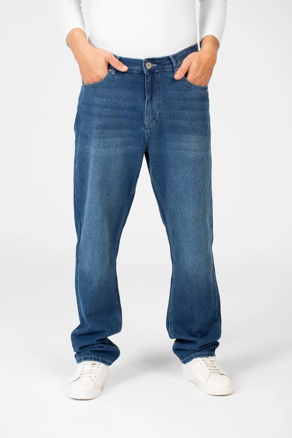 Men's Wide Leg Jeans Pants With Five Pockets And Button Front - Image 17