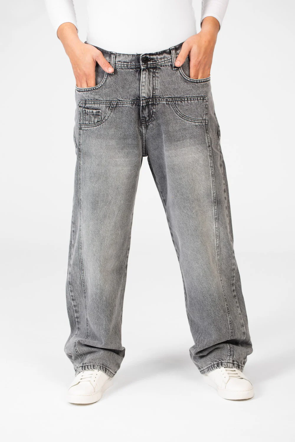 Men's Wide Leg Jeans Pants With Front Button Closure - Image 17