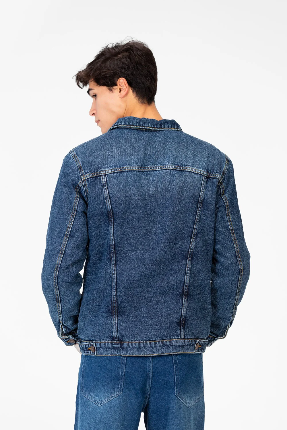Men's Winter Fur Padded Denim Jacket With Basic Details - Image 26