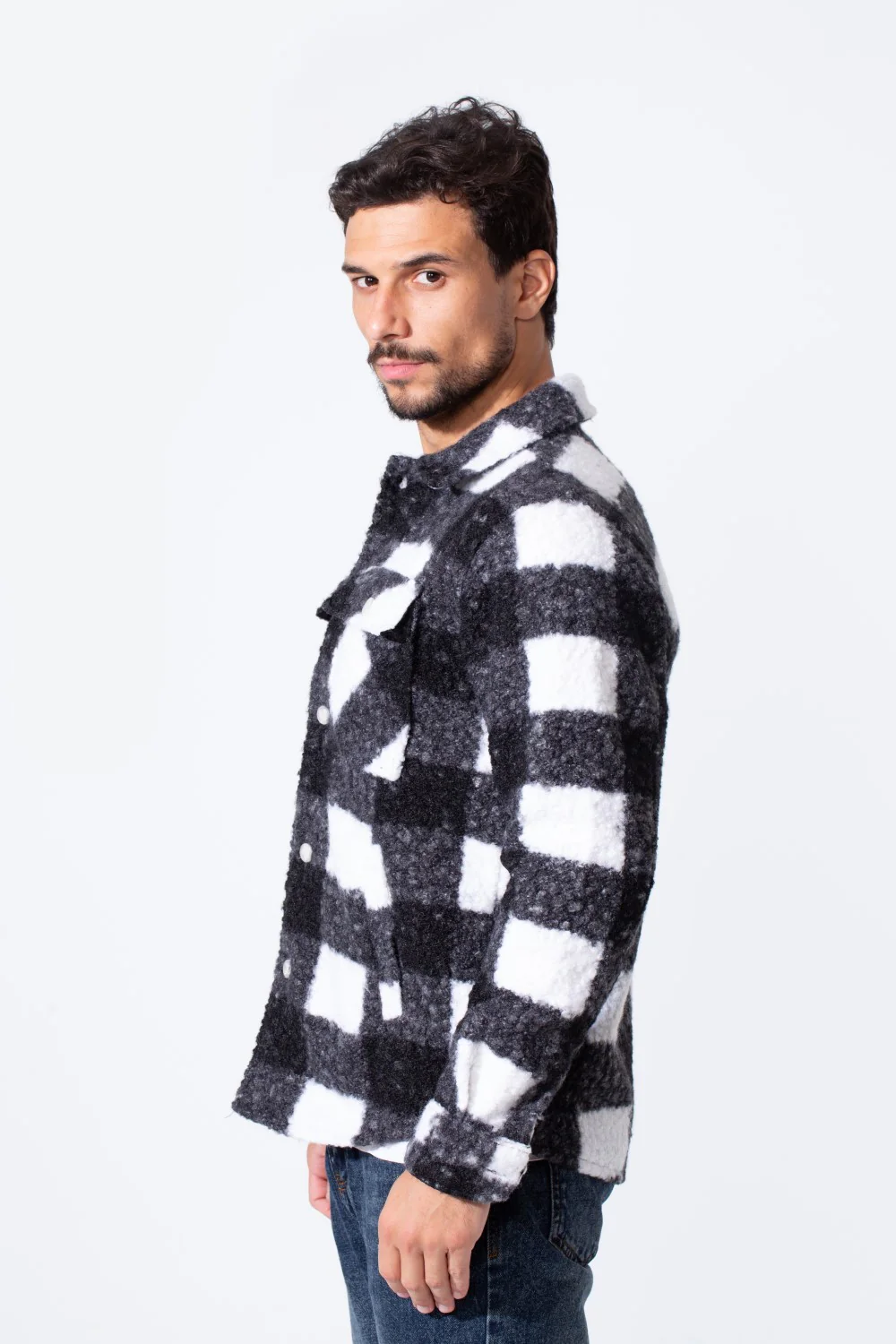 Men's Winter Wool Slim Fit Long Sleeves Shirt With Pockets - Image 3