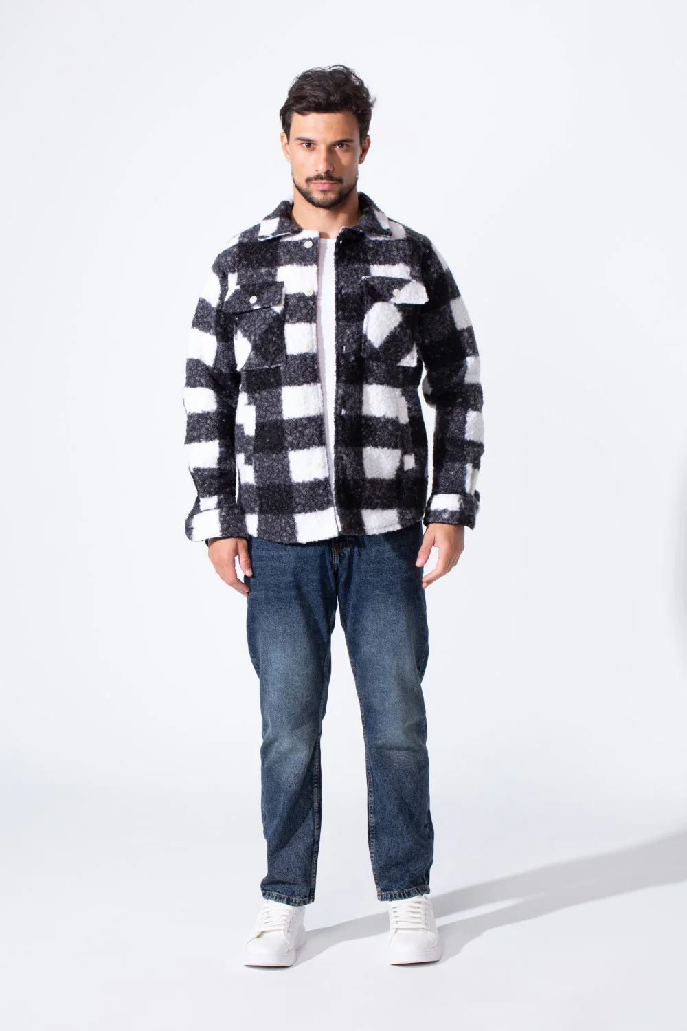 Men's Winter Wool Slim Fit Long Sleeves Shirt With Pockets - Image 4