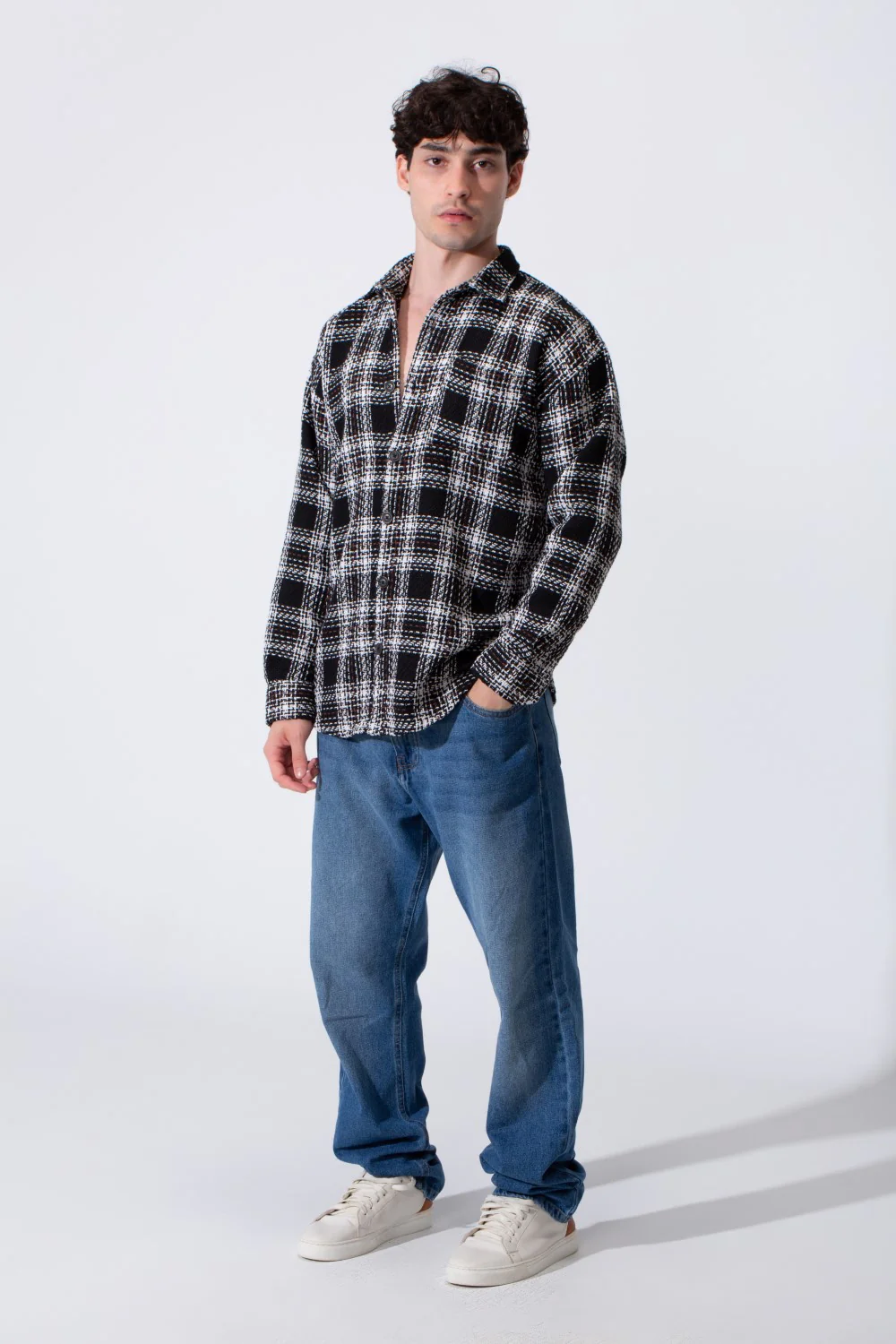 Men's Winter Wool Slim Fit Shirt With Front Pocket And Long Sleeves - Image 4