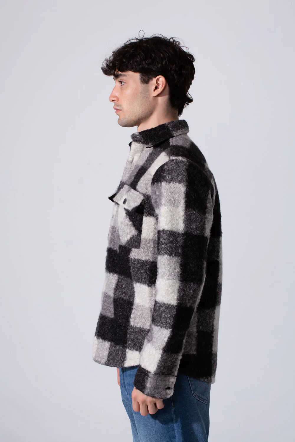 Men's Winter Wool Slim Fit Shirt With Front Pockets And Long Sleeves - Image 3