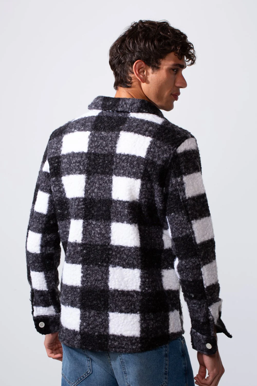 Men's Wool Checked Slim Fit Shirt With Pockets - Image 2